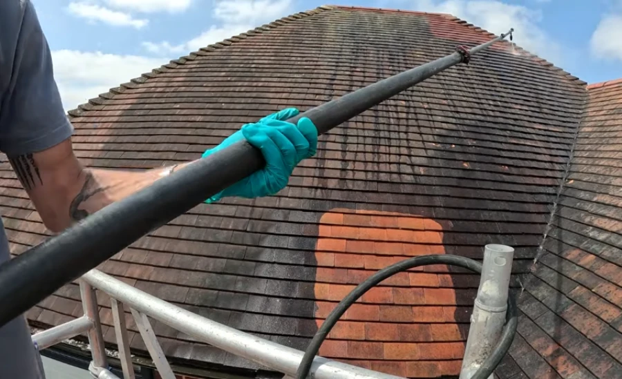 Black streak algae buildup on a roof in Wilmington, NC