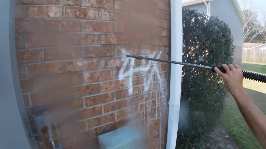 Completed graffiti removal from a wall surface in Wilmington, NC