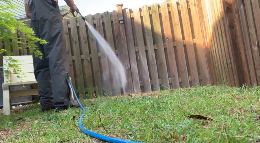 Recently completed deck and fence cleaning project in Wilmington, NC
